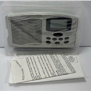 New One World Soothing Sounds Machine Travel Alarm Clock 4 Sound Options